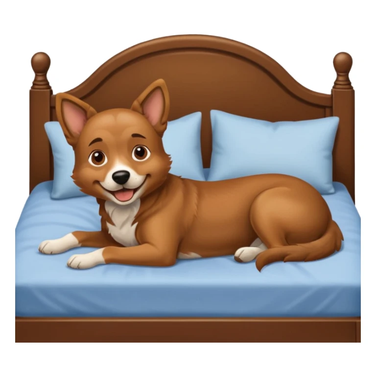 A dog in a bed with Liam  sticker