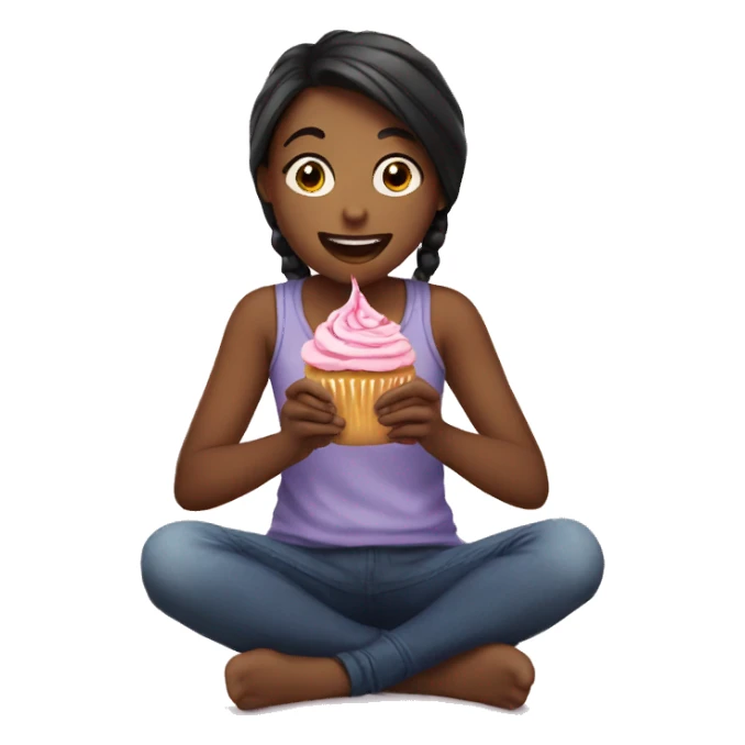 A girl eating a cupcake sticker