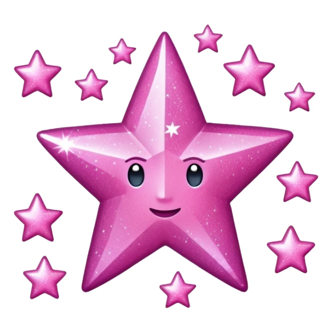 pink glitter sparkling shiny with star shapes sticker
