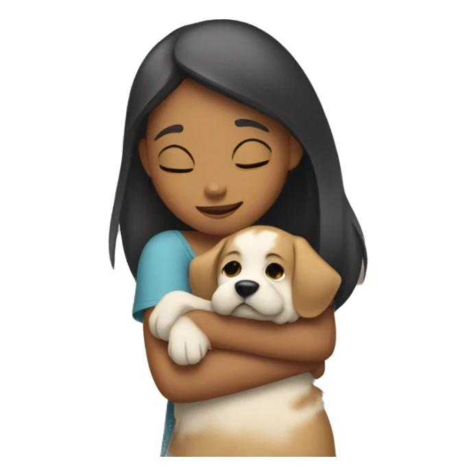 Girl hugging dog sticker
