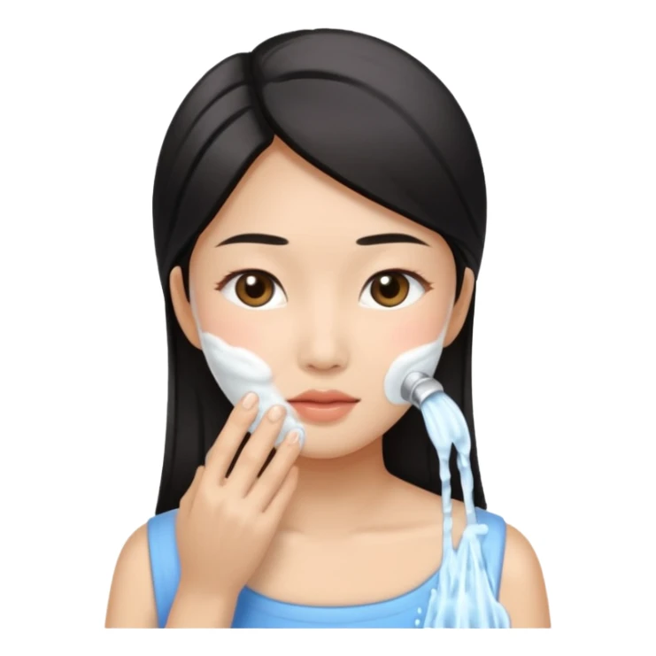 Asian Woman Washes Face sticker