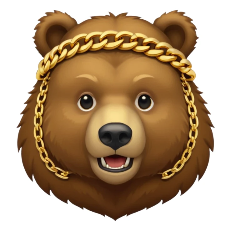 Russian grizzly bear wearing a rapper chain sticker