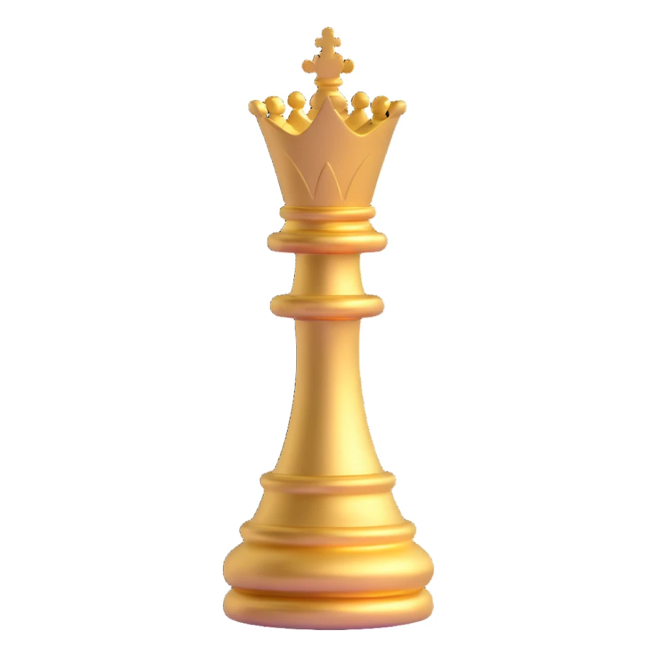 3D golden queen chess piece sticker