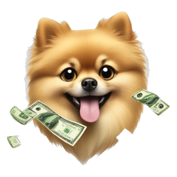 Pomeranian with money raining sticker