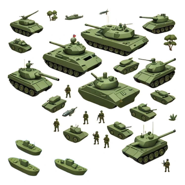 strategic military map with military objects sticker
