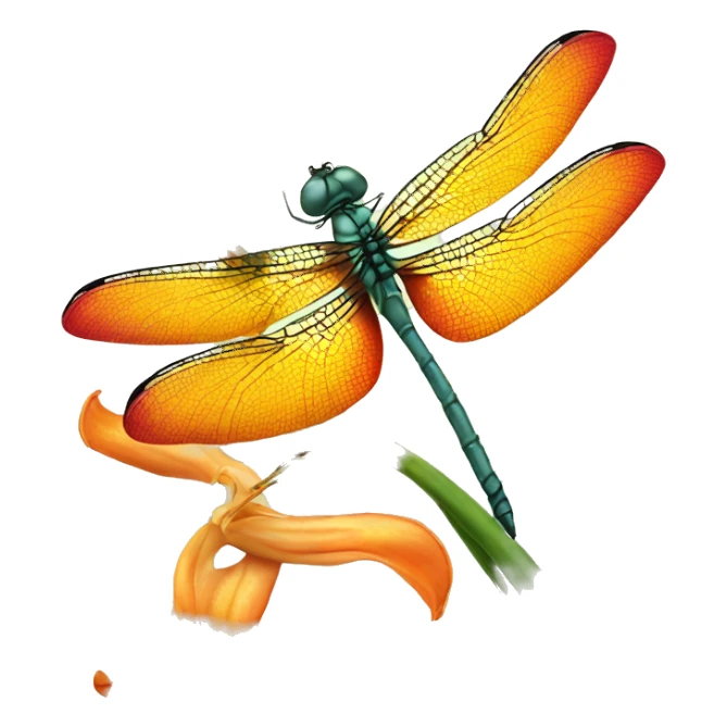 dragonfly on a tiger lily flower sticker