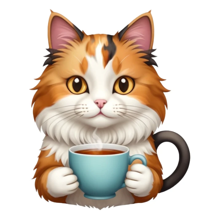 Cat with cup of tea  sticker