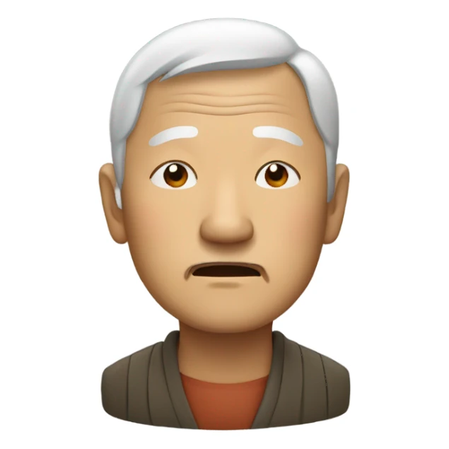 Old Asian man with eyes barely open sticker