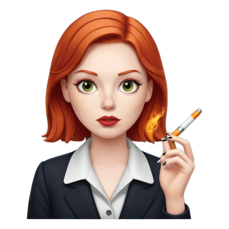 red head office girl, smoking electric ciggarette sticker