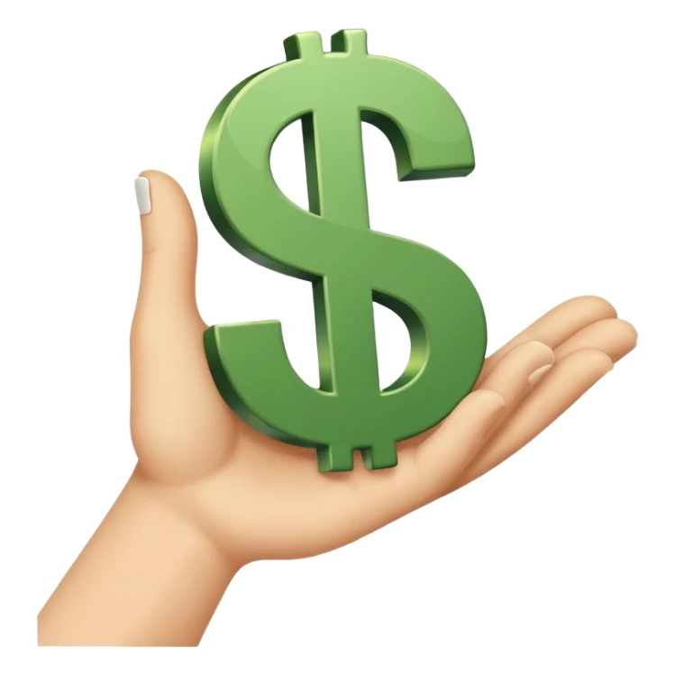hand holding dollar sign sticker