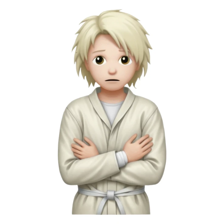 Пациент психиатрической больницы в смирительной рубашке, руки связаны за спиной sticker