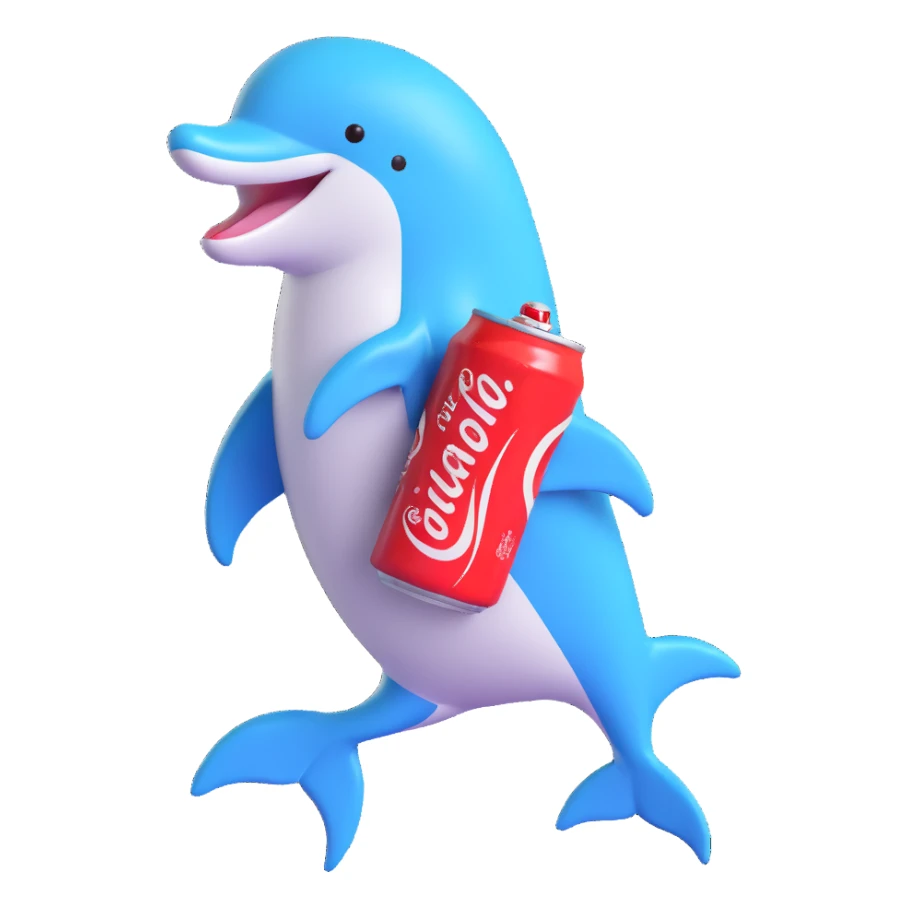 dolphin holding a Diet Coke can sticker