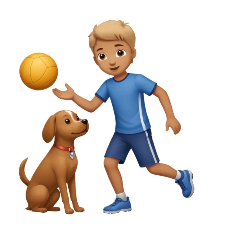 kid and dog playing with ball sticker