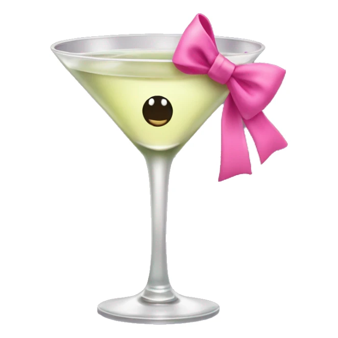 Dirty martini with a pink bow on the stem sticker