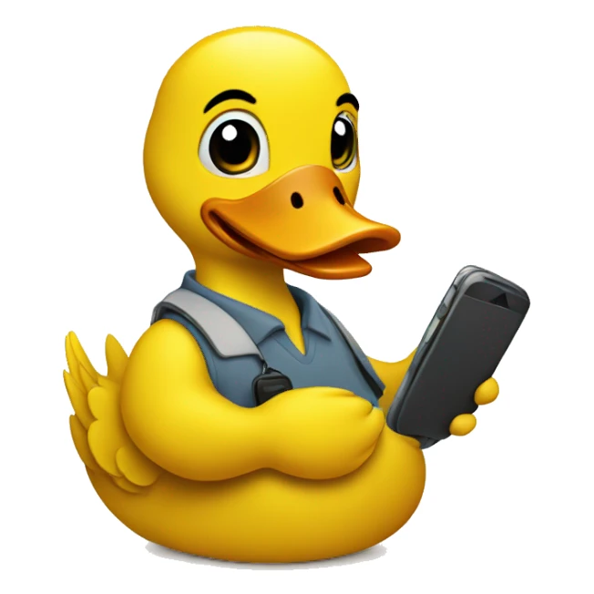 yellow duck holding a cellphone sticker