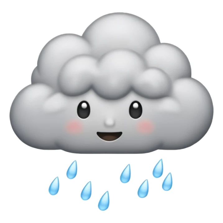 emoji of grey cloud is raining, withou faces sticker