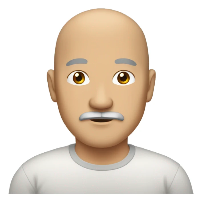 middle-aged asian bald man with gray mustache sticker