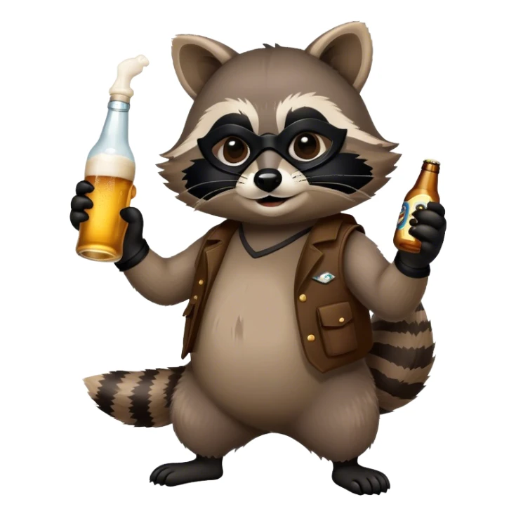 A raccoon drinking beer sticker