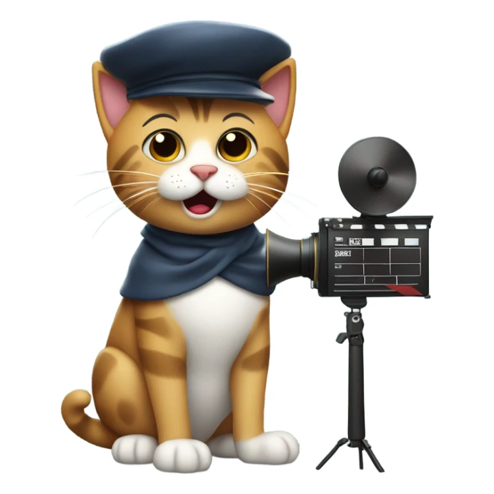 cat as a movie director sticker