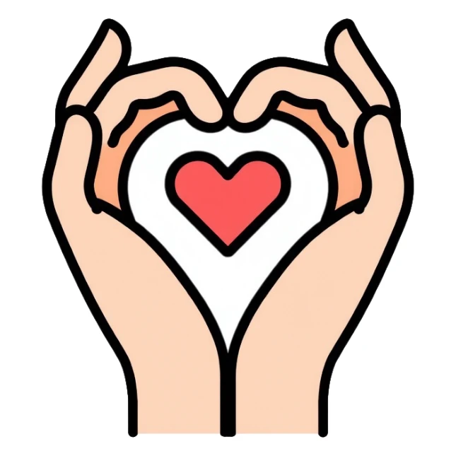 hands making heart shape symbolizing thank you and gratitude sticker