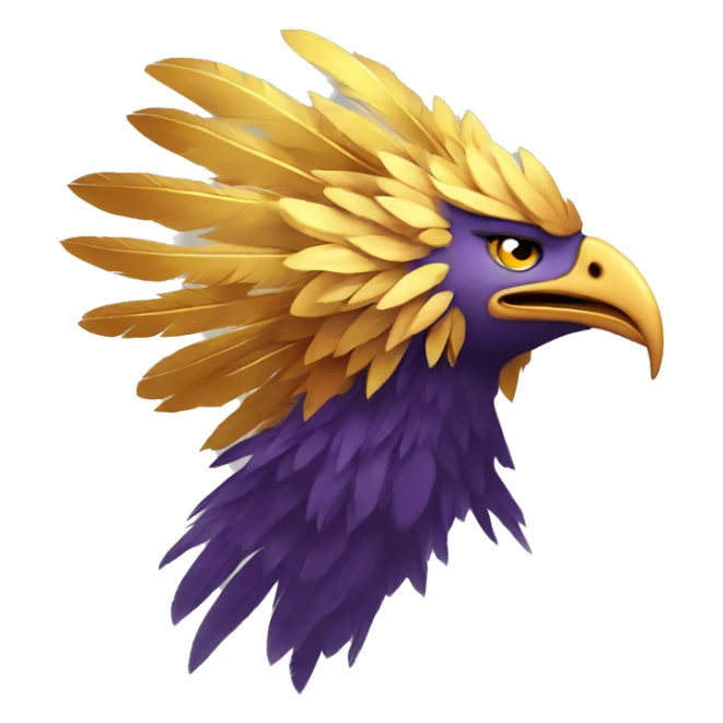 Phoenix head with golden feathers and a short beak sticker
