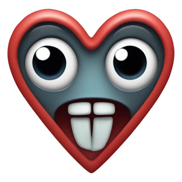 heart with a weird creepy face sticker