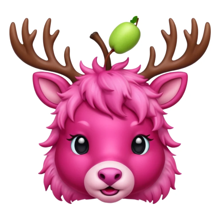 cute pink deer with apple on head sticker