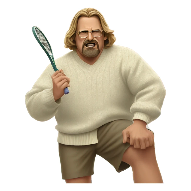 Big Lebowski playing tennis in sweater sticker
