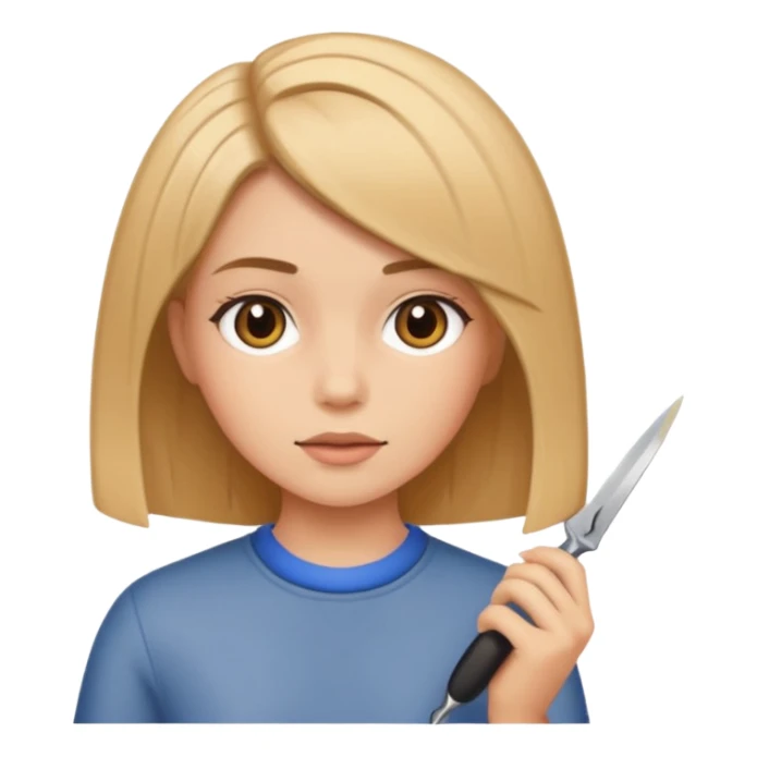 Girl cutting hair sticker