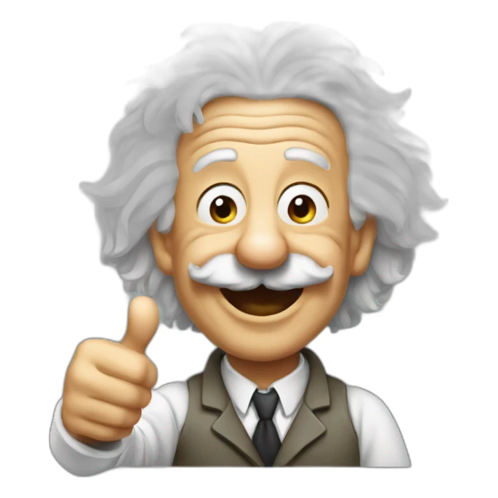albert einstein with one thumbs up sticker