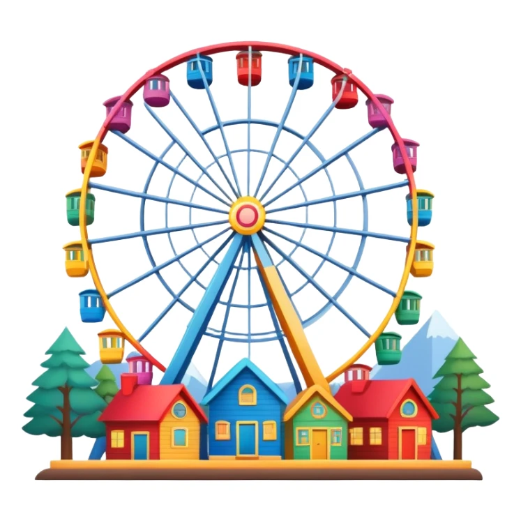 ferris wheel with colorful cabins, festive atmosphere sticker