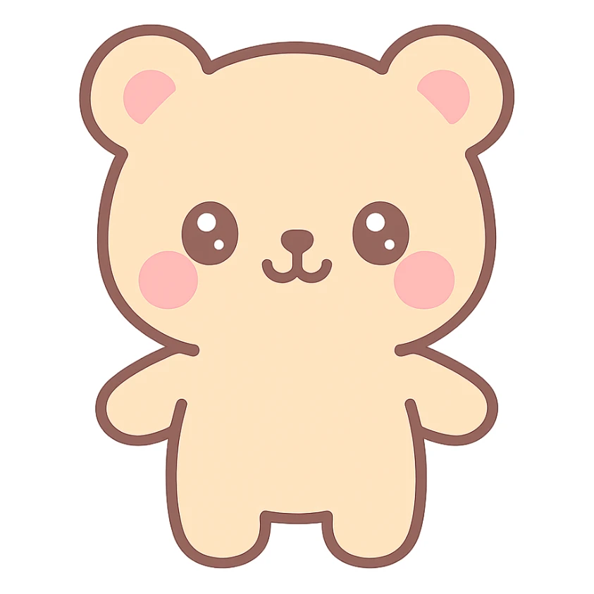 a friendly bear, simple and cute kawaii style sticker