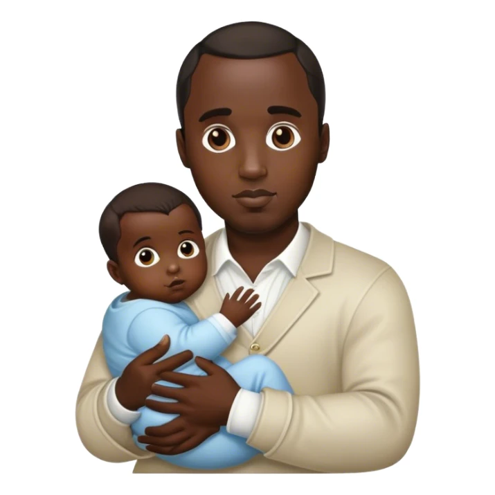 p diddy holding a baby sticker