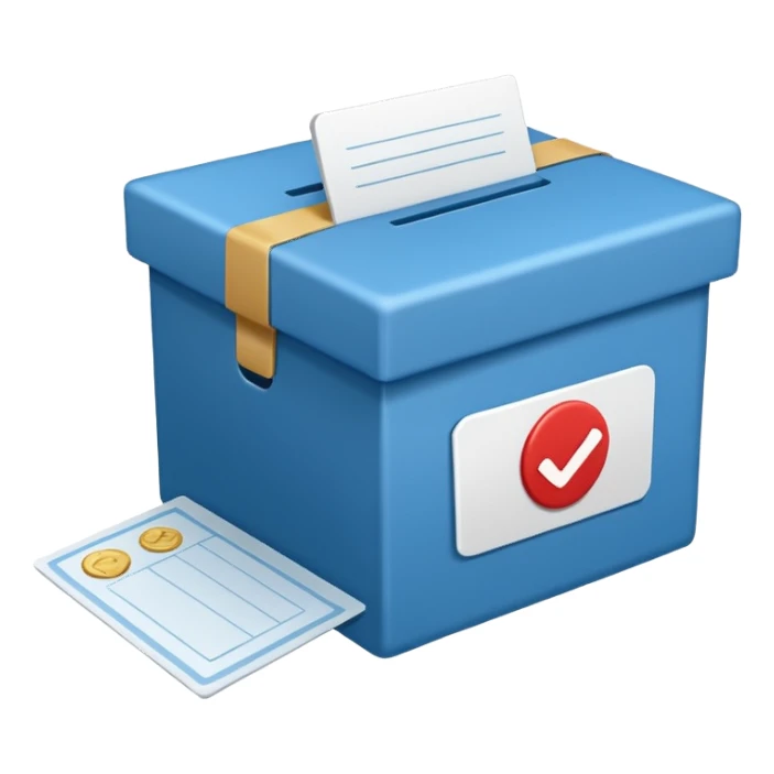 A paper blue box with a check in side sticker