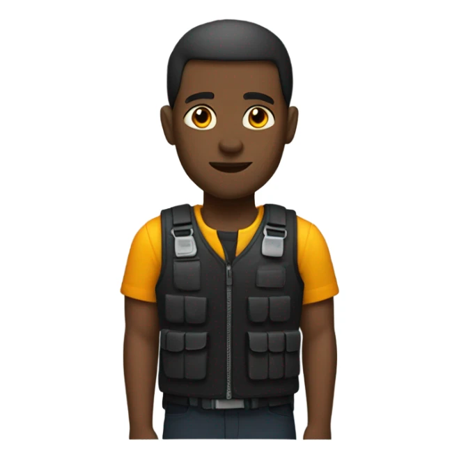 black man standing full body with stab vest  sticker