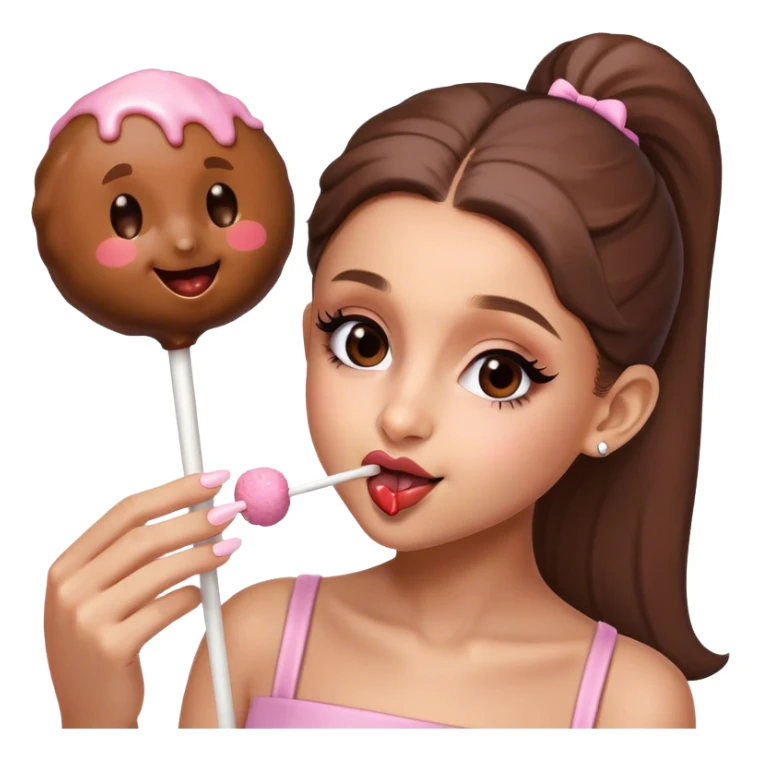 Ariana Grande eating a cake pop sticker