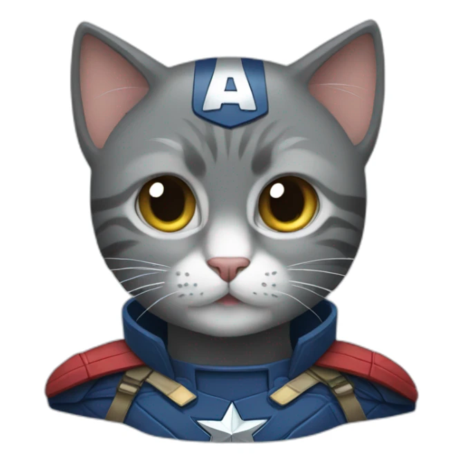 a grey cat as captain america sticker