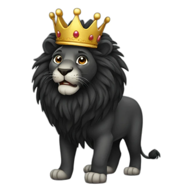black cute Lion with crown sticker