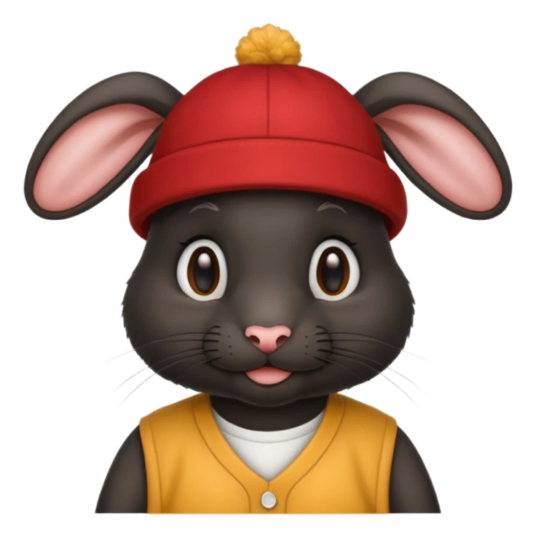 curly black rabbit with jersey and hat sticker