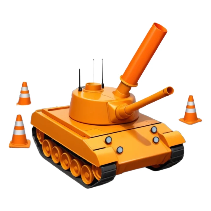 tank running over and squashing traffic cones sticker
