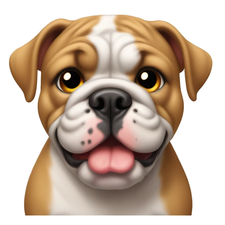 A young ameican bulldog thats very chubby and has a tiny tail sticker