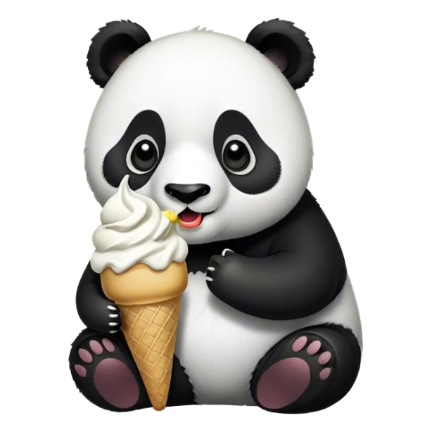 Panda eating ice cream sticker