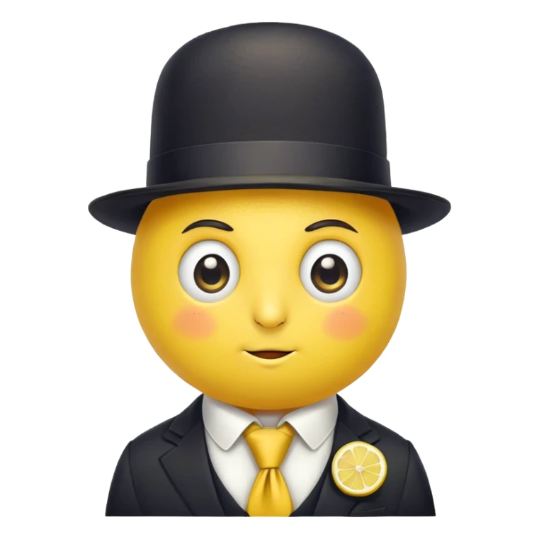 anime lemon character with monocle, necktie, and bowler hat sticker