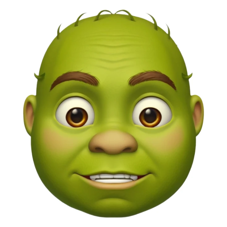 Shrek emoji face showing a 🤨 sticker