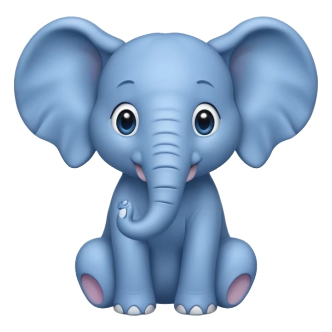 small blue elephant, begging pose, watery eyes sticker