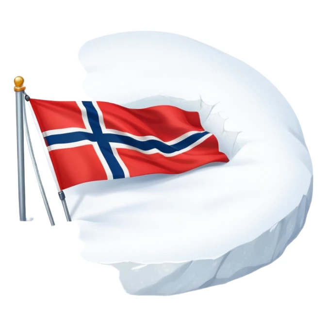 Norweigan flag on snowy ground  sticker