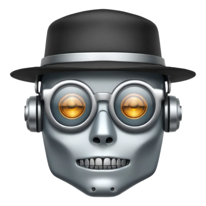 tattoed robot with hat and glasses sticker