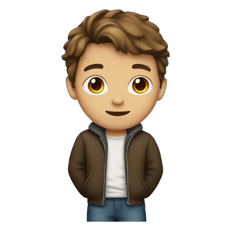 boy standing with brown hair  sticker