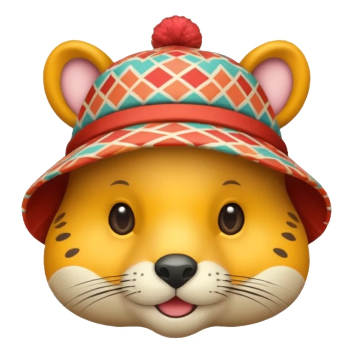 animal wearing patterned hat  sticker