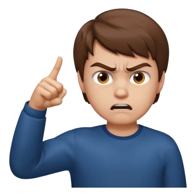 angry boy pointing fingure at his own face sticker